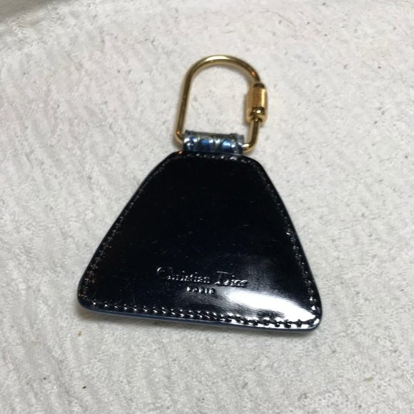 Christian Dior Croc Embossed Keychain / Key Ring - Navy Blue & Iridescent Colors - Picture 6 of 13